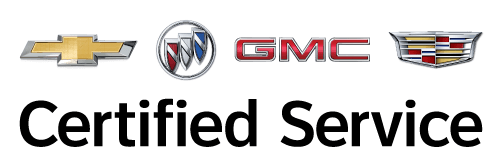 Chevrolet, Buick, GMC, and Cadillac logos with the text "Certified Service," representing authorized vehicle maintenance and repair services for these brands.